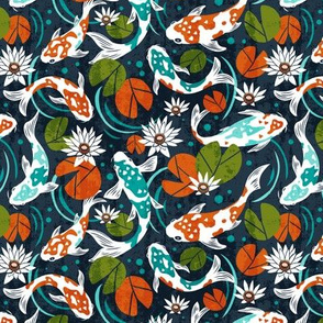 Koi Pond - Small Scale Navy Orange