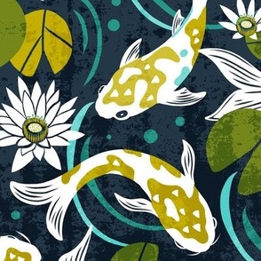 Koi Fish Scales Fabric, Wallpaper and Home Decor