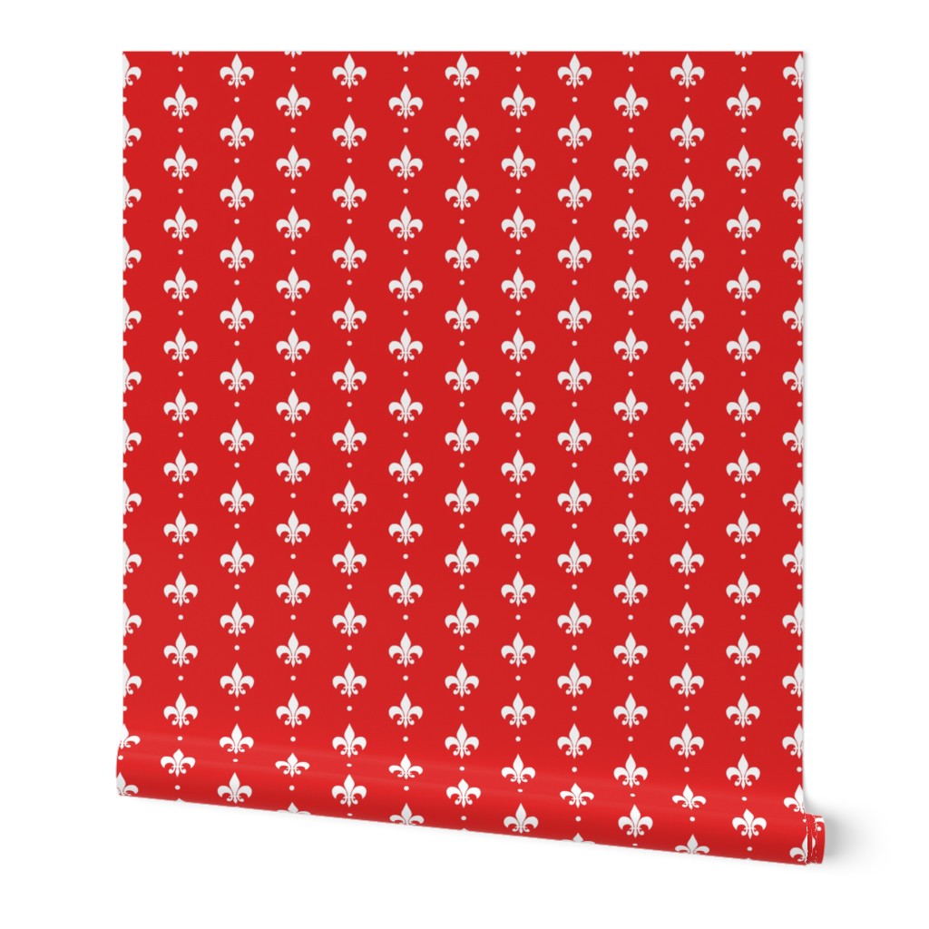 Simple White Fleur De Lis on Red