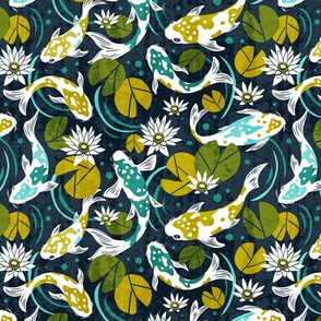 Koi Pond - Small Scale Navy Green