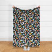 Koi Pond - Large Scale Navy Pink