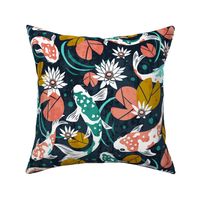 Koi Pond - Large Scale Navy Pink