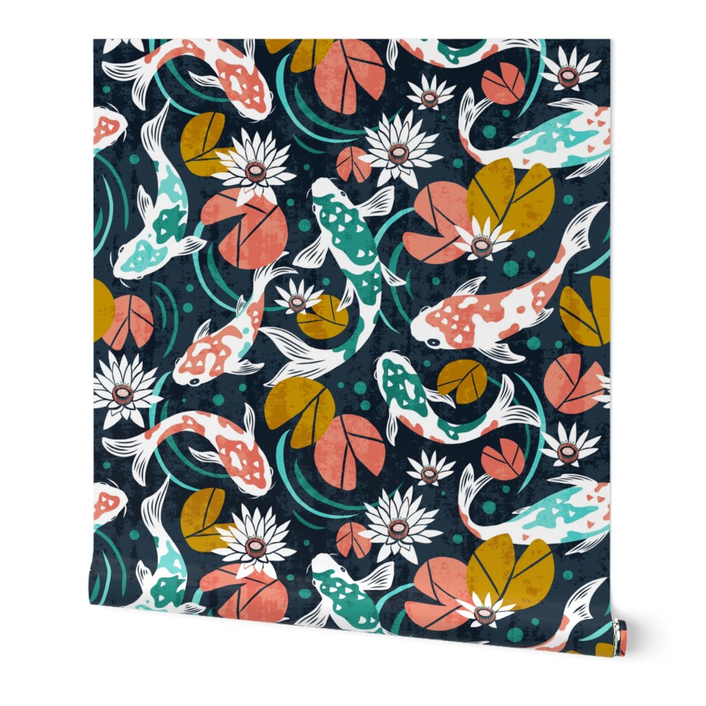 Koi Pond - Medium Scale Navy Pink