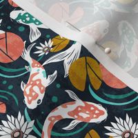 Koi Pond - Small Scale Navy Pink
