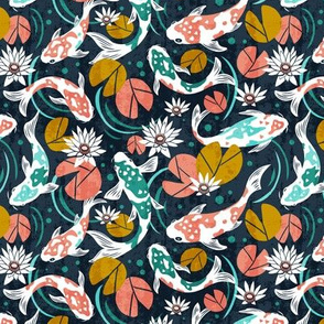 Koi Pond - Small Scale Navy Pink