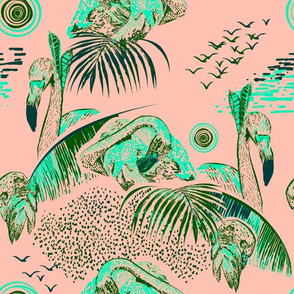 Tropical setting linocut kreativkollektiv