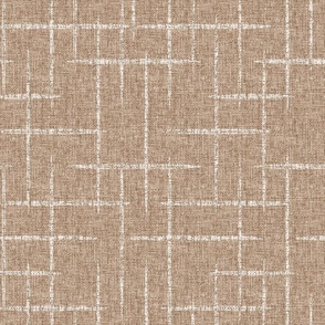 Hatched Linen - Warm Brown