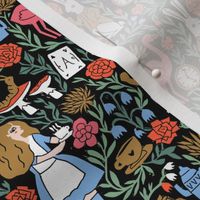 alice in wonderland linocut - linocut fabric, block print fabric, storybook fabric, andrea lauren fabric, andrea lauren design - multi