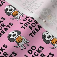 (small scale) I do tricks for treats - dog halloween - pink - LAD19BS