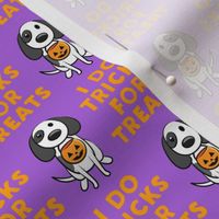 (small scale) I do tricks for treats - dog halloween - purple and orange - LAD19BS