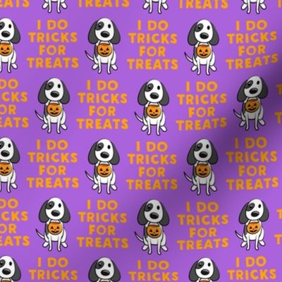 (small scale) I do tricks for treats - dog halloween - purple and orange - LAD19BS