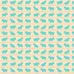 pigs in a row-blue-tan