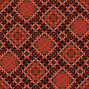 Orange Brown and Black Geometric Basket Weave
