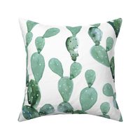 Large // Watercolor Paddle Cactus in Cyan