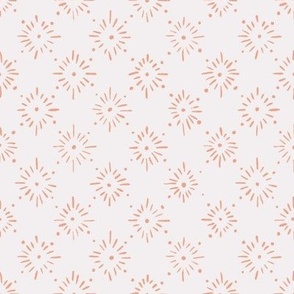 Embroidered Stars (peach on white) 