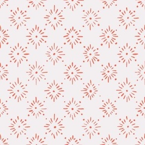 Embroidered Stars (coral on white)