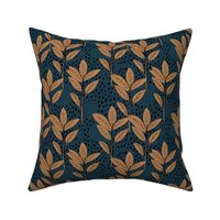 Lush leaves tree and rain leaf garden vibes and fall winter navy coffee brown