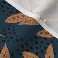 Lush leaves tree and rain leaf garden vibes and fall winter navy coffee brown