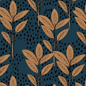 Lush leaves tree and rain leaf garden vibes and fall winter navy coffee brown