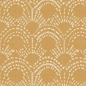 Embroidered Sunshines (cream on gold) 