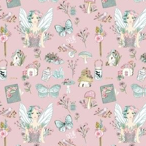 Girls Fairy Kingdom on Pink Background