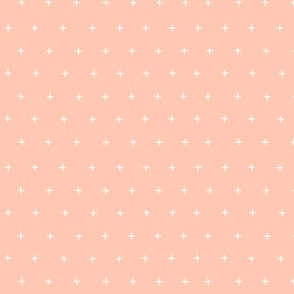 bright peach pink salmon cross plus swiss cross swiss crosses scandi fabric gift wrap wrapping paper wallpaper 