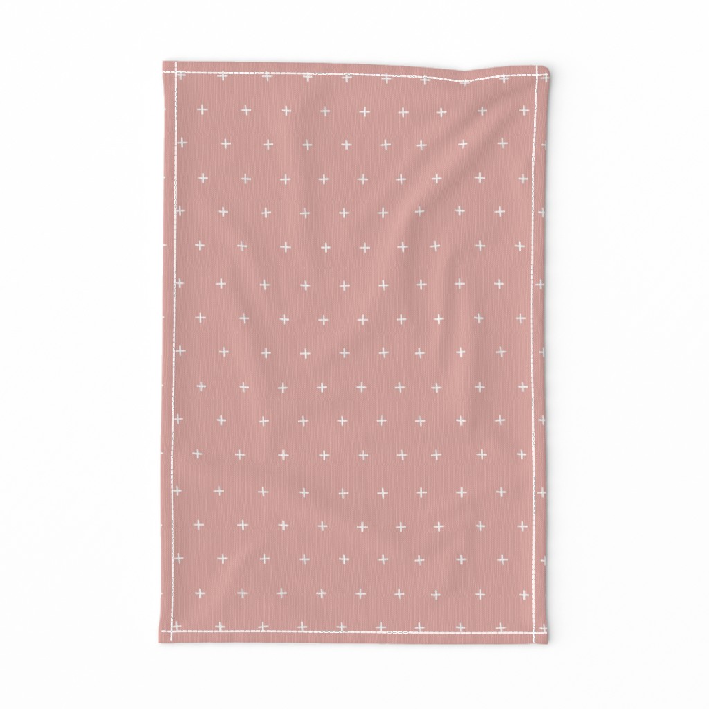 dusty pink cross plus swiss cross swiss crosses scandi girls fabric gift wrap wrapping paper wallpaper 