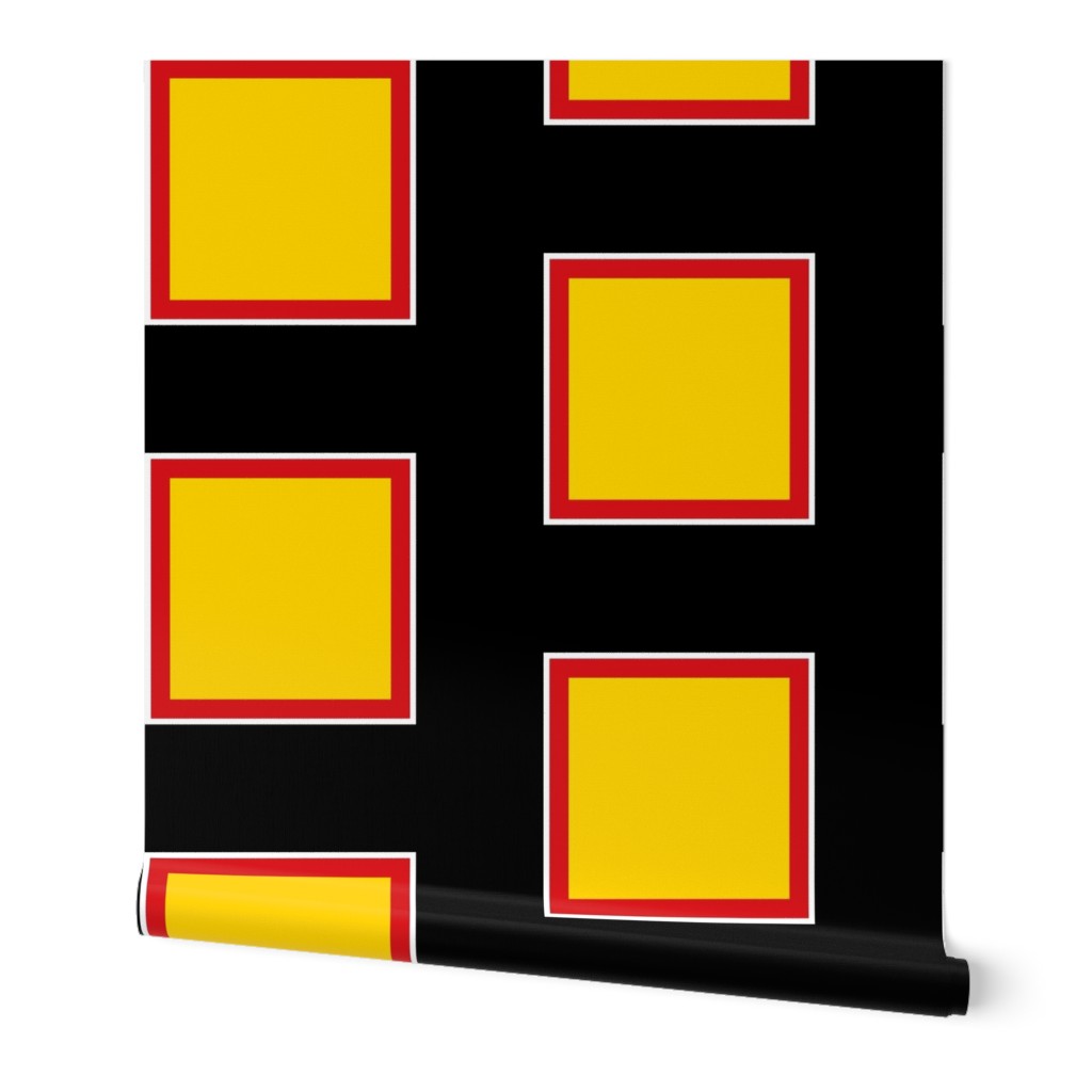 Richmond Colors: Squares - Yellow Squares Black Red White Frames - LARGE