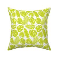 Tropical Leaves - Lime on White - Small