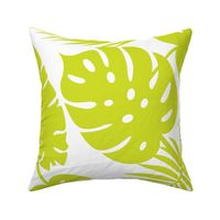 Tropical Leaves - Lime on White - Large