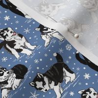 Husky puppies and snowflakes 4x4