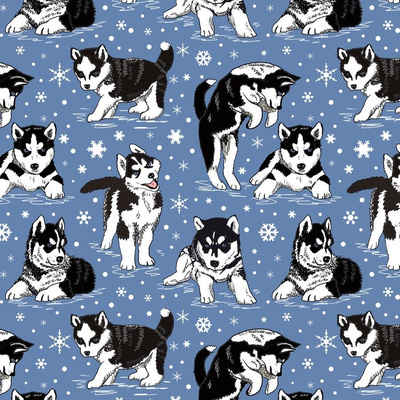 Husky Dogs Running Hap Fabric, Wallpaper and Home Decor | Spoonflower