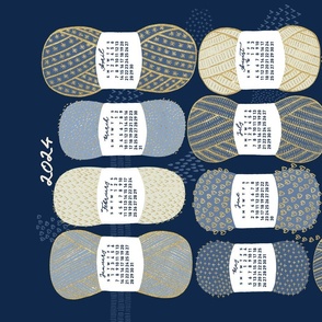 2023 Calendar, Sunday / Knit Your Dream / Blue and Gold