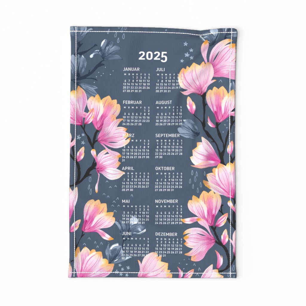 German 2024 Calendar, Monday / Magnolia Melancholy