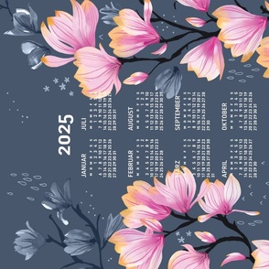 German 2024 Calendar, Monday / Magnolia Melancholy