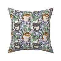 Floral Shiba Inu portraits