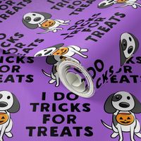 (small scale) I do tricks for treats - dog halloween - purple and black - LAD19BS