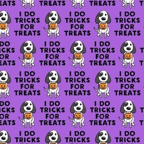 (small scale) I do tricks for treats - dog halloween - purple and black - LAD19BS