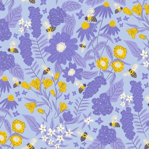 Bees in a Purple Garden
