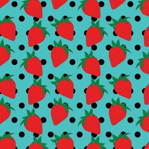 Strawberries and Polka Dots Seamless Pattern