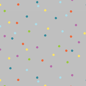 Small Rainbow Dots on Gray Background