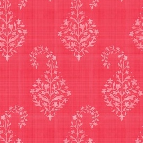WOVEN Painted Paisley Watermelon and white