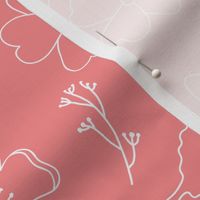 White flower and wings outline on pink