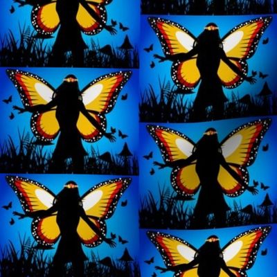 Butterfly Fairy Woman Sunset