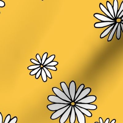 Little daisy garden boho spring daisies in trend colors yellow white ochre JUMBO