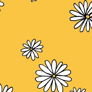 Little daisy garden boho spring daisies in trend colors yellow white ochre JUMBO