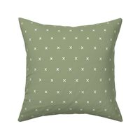 hand drawn x cross crosses organic fabric gift wrap wallpaper green