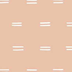 hand drawn organic horizontal double dash stripes striped lines fabric gift wrap wallpaper pale peach