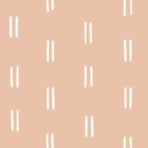 hand drawn organic vertical double dash stripes striped lines fabric gift wrap wallpaper pale peach