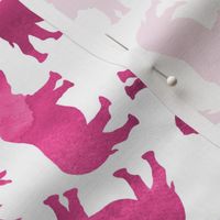 Watercolor Rhinos - dark pink on white